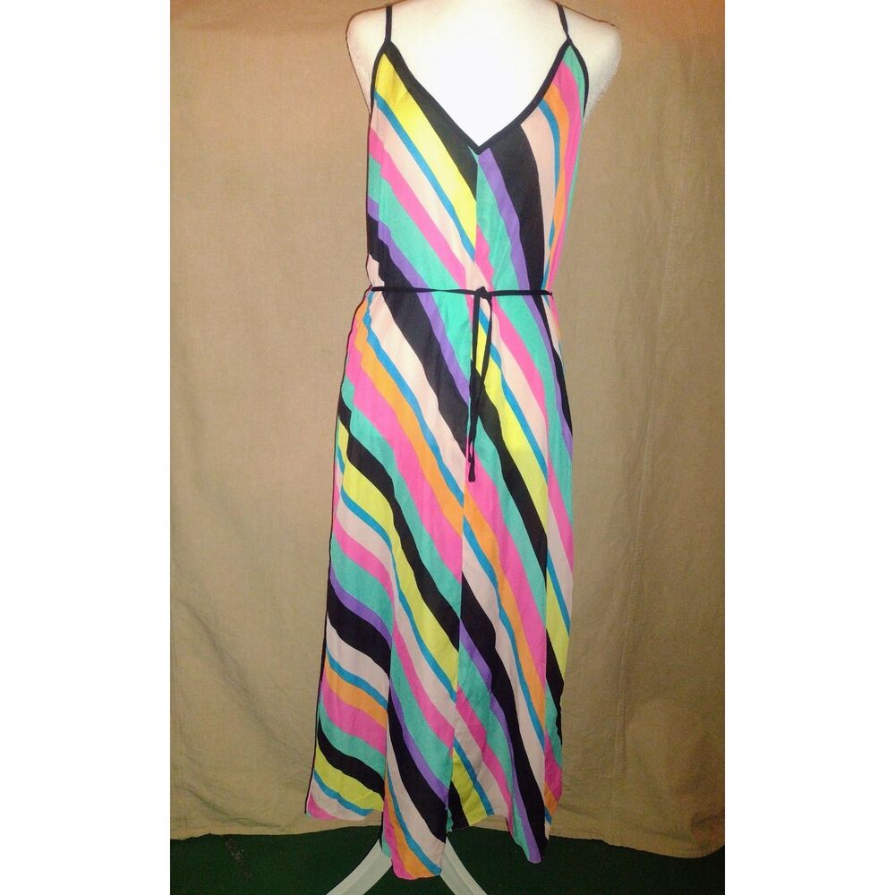Vintage-Inspired Milk & Honey Multi-Colored Stripe Midi Dress Size M
